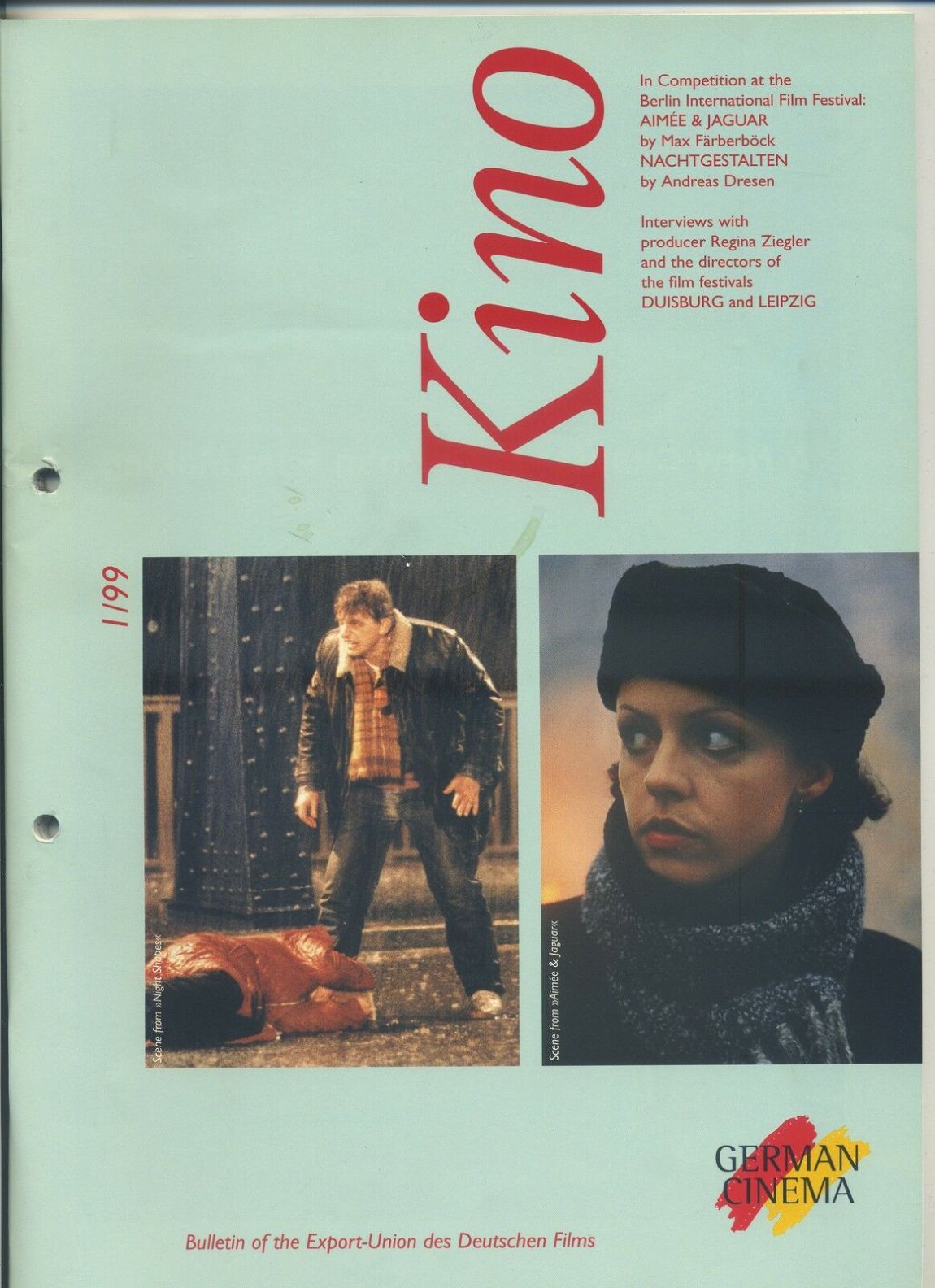 KINO-GERMAN CINEMA magazine side cover Issue 1    1999